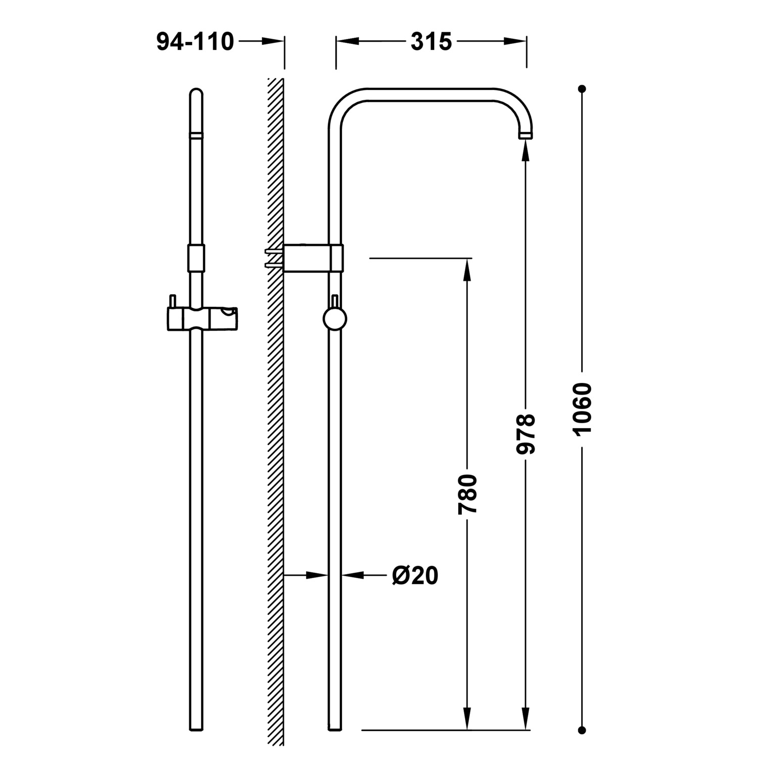 Cartouche De Robinet De Douche Longue Tige 75 Mm - Corps Cuivre, Noyau Bronze, Commutation Fluide