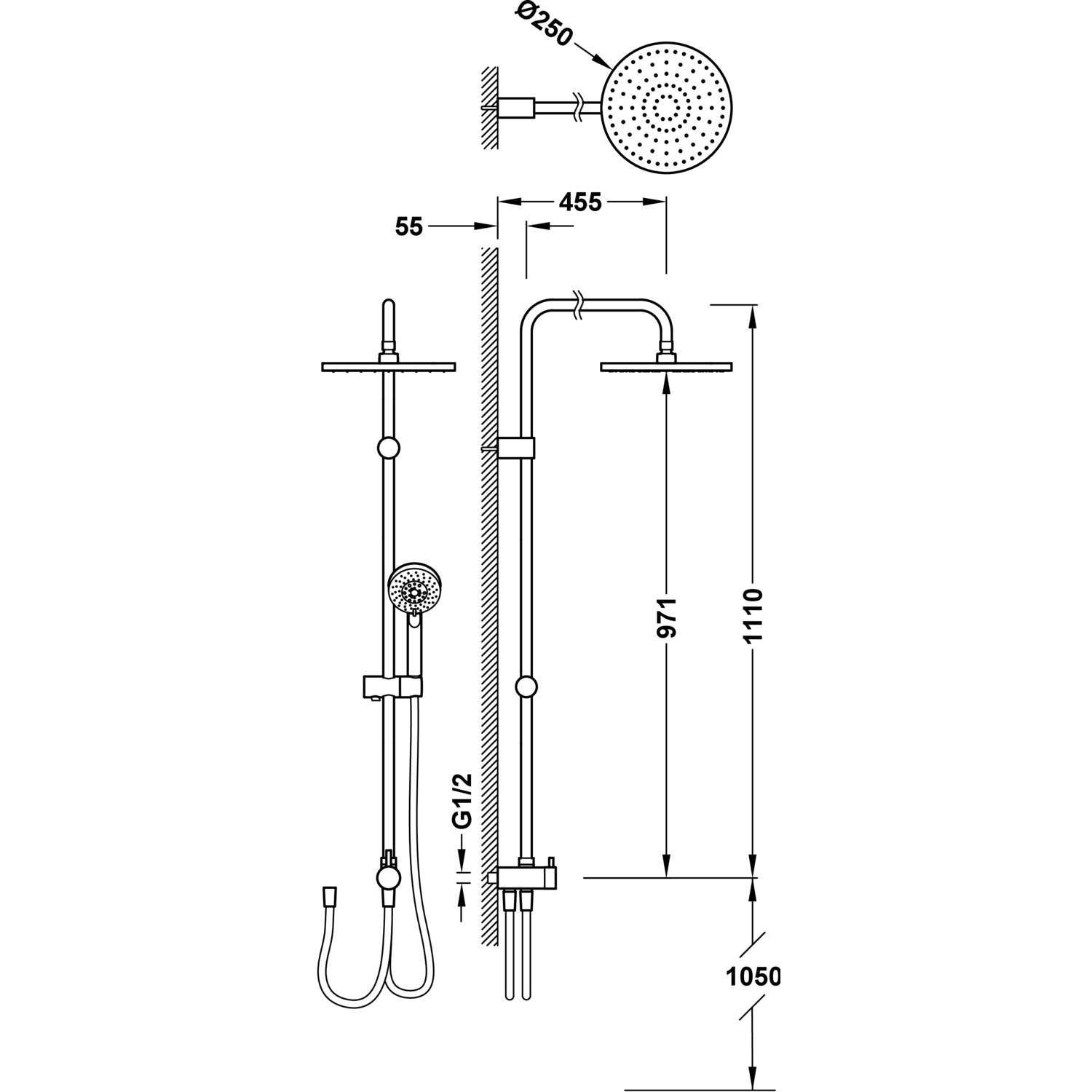 Shower set adjustable to any tap type-161475