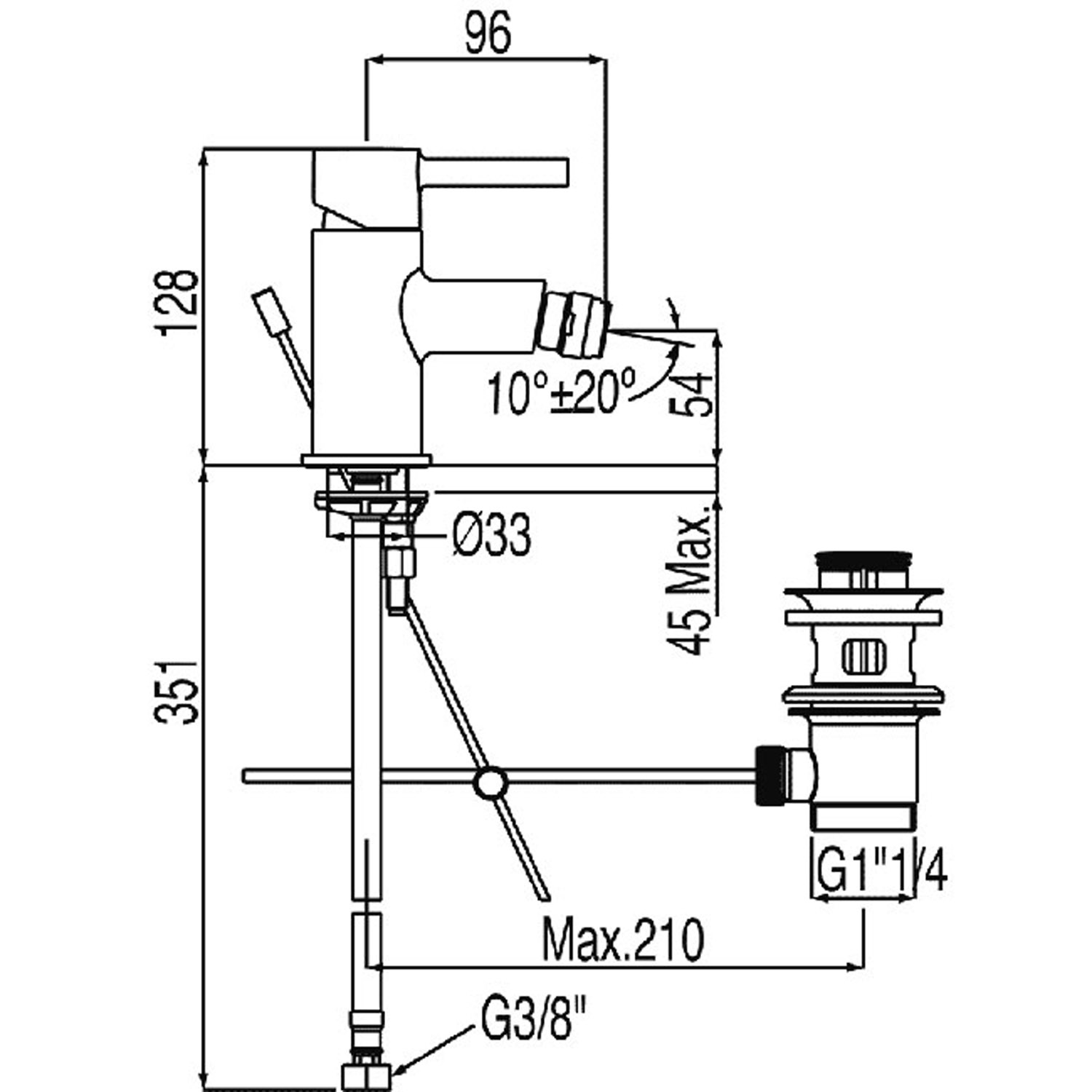 Duravit B.1 Einhebel-Bidetarmatur – Chrom, Mit Temperaturbegrenzung & Zugstangen-Ablaufgarnitur