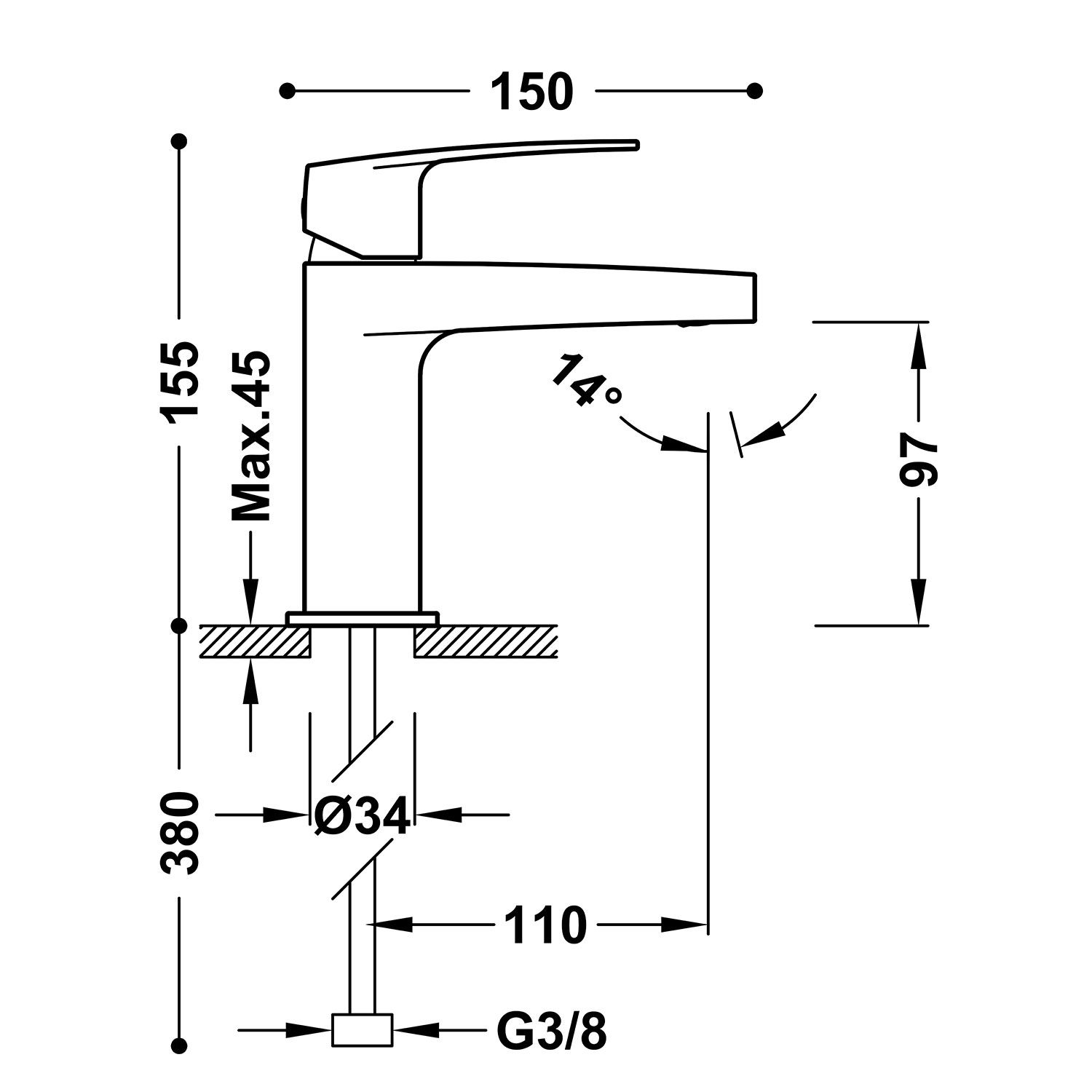 FLAT Single-handle washbasin mixer tap-22010301