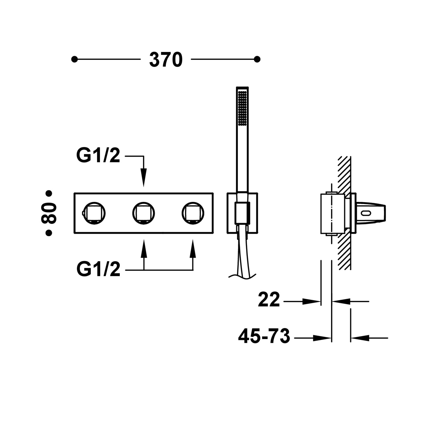 Module Thermostatique RainSelect Encastréavec 5 Fonctions Chroméé