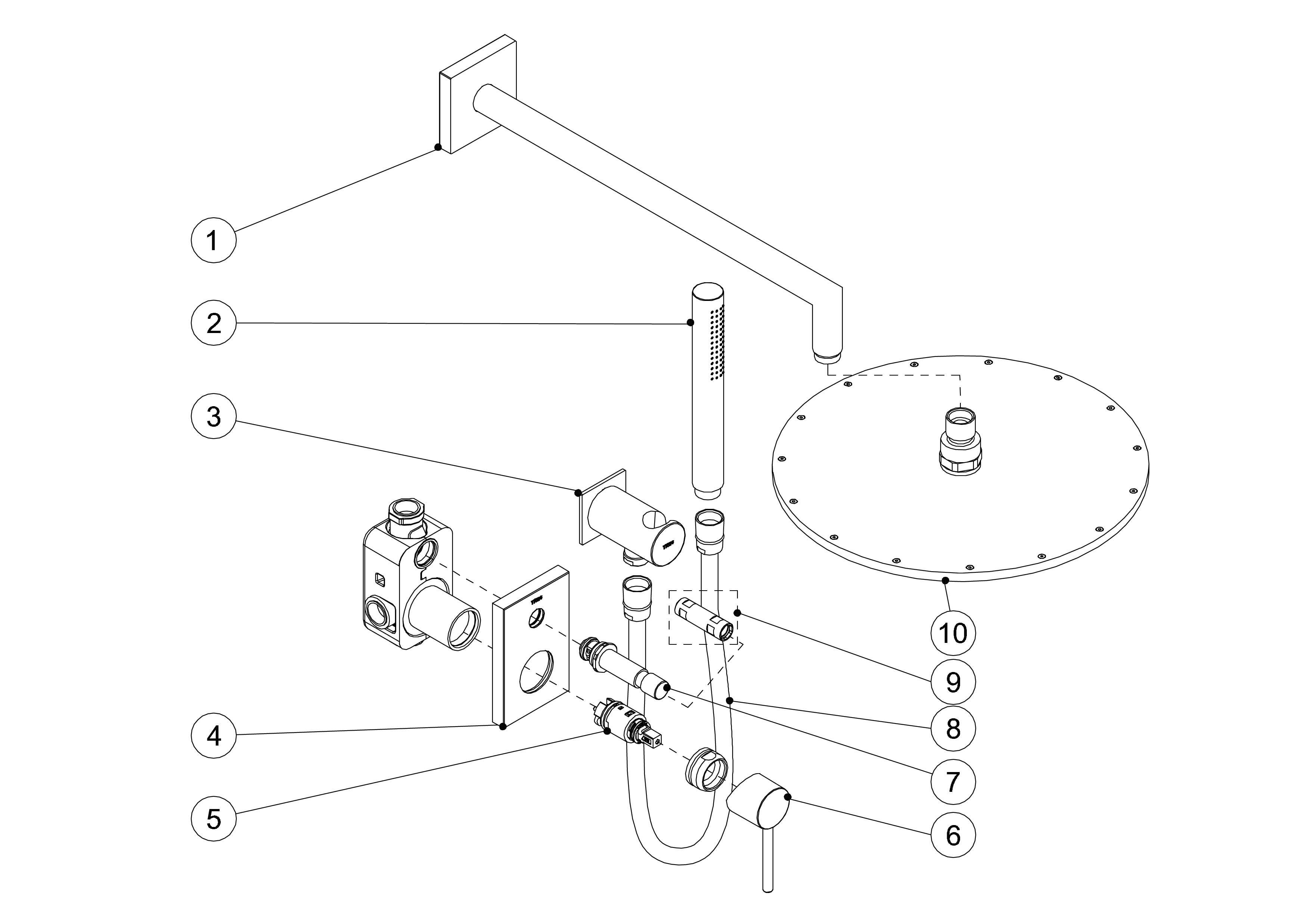 Thermostat Dusch Set – Mit 40 Cm Regenbrause, Handbrause, Einhebelmischer & Wandarm, Verchromt, Für Luxusbad