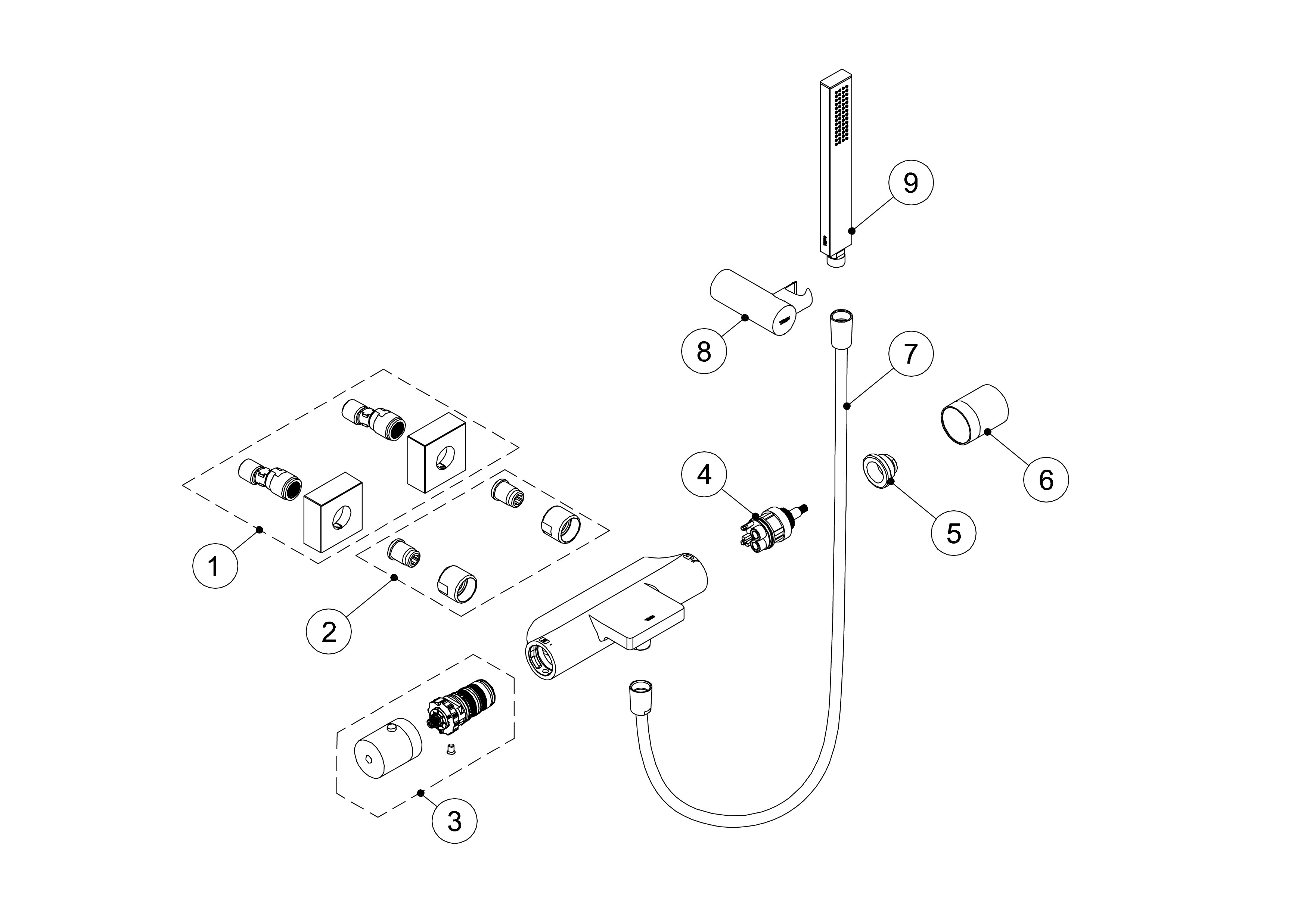 TRESMOSTATIC Wall-mounted thermostatic mixer tap for bath and