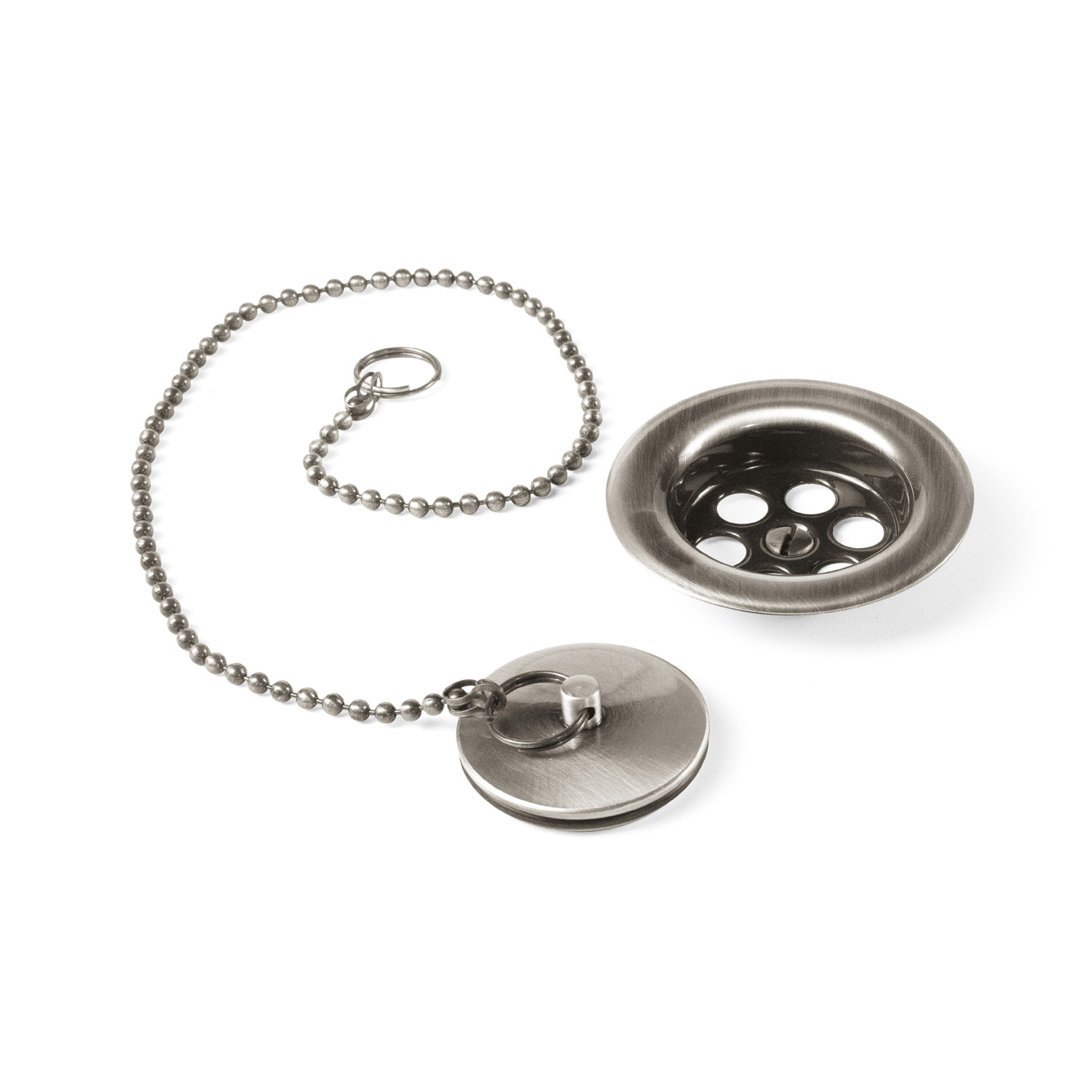 Cazoleta plana de desagüe con cadenilla y tapón lavabo, bidé fregadero-03474601AC